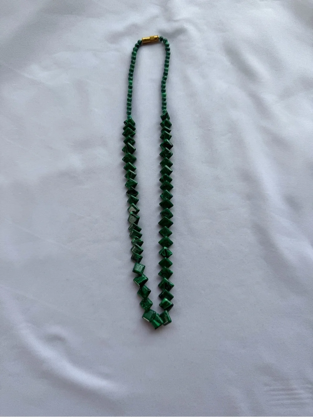 Jewelry | Green Square Bead Necklace Geometric Cube Glass Statement ...